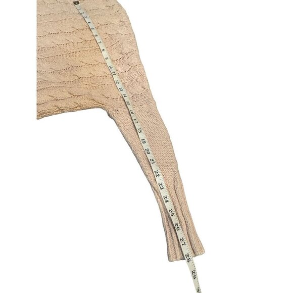 Free People Women's Pink Cable Knit V-Neck Sweater Size Medium - Picture 7 of 8